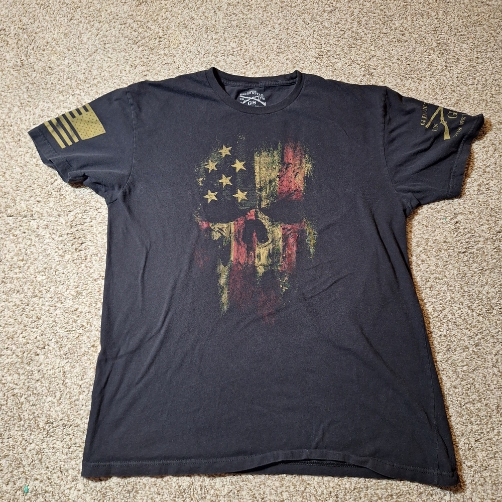 GRUNT STYLE US 1776 "This We'll Defend" Graphic Black Crewneck T-Shirt Men's L